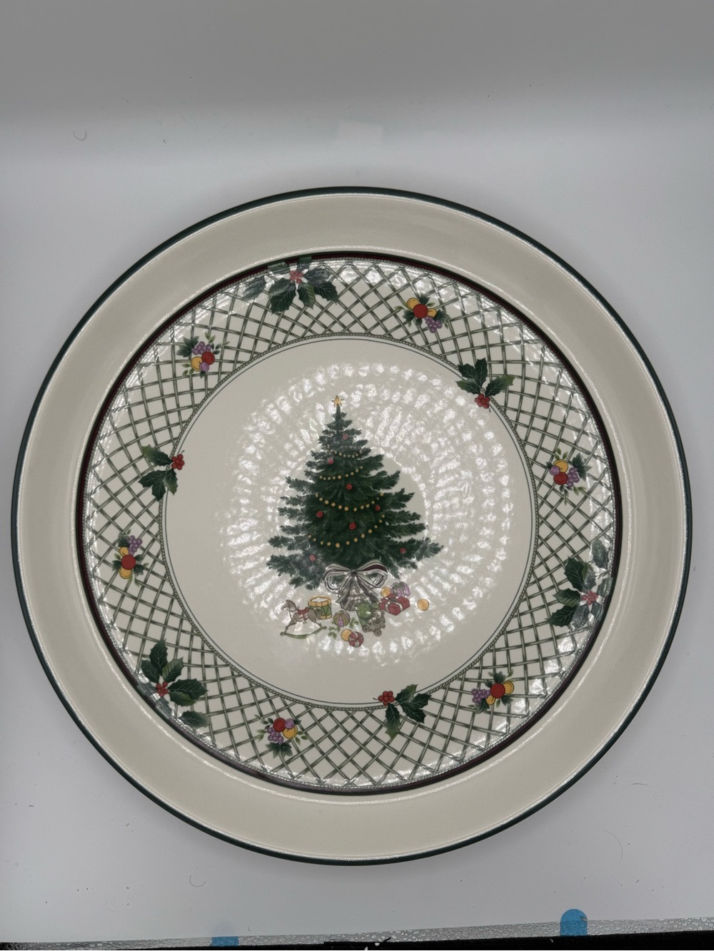 Mikasa “Christmas Story” Holiday Tree Ceramic Serving Platter - Green & Cream